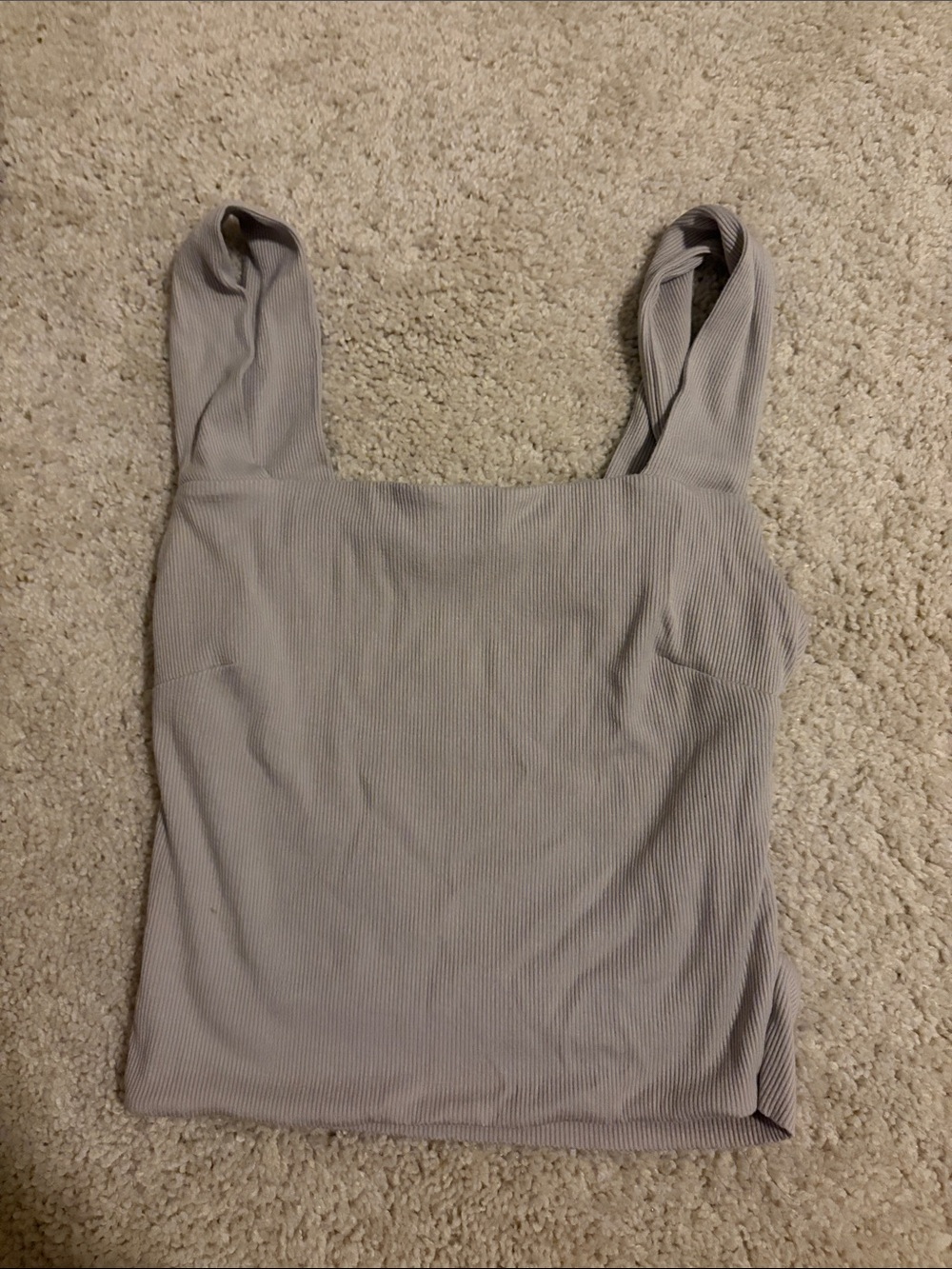 ILLA ILLA Ribbed Square-Neck Tank Top - Taupe Gray